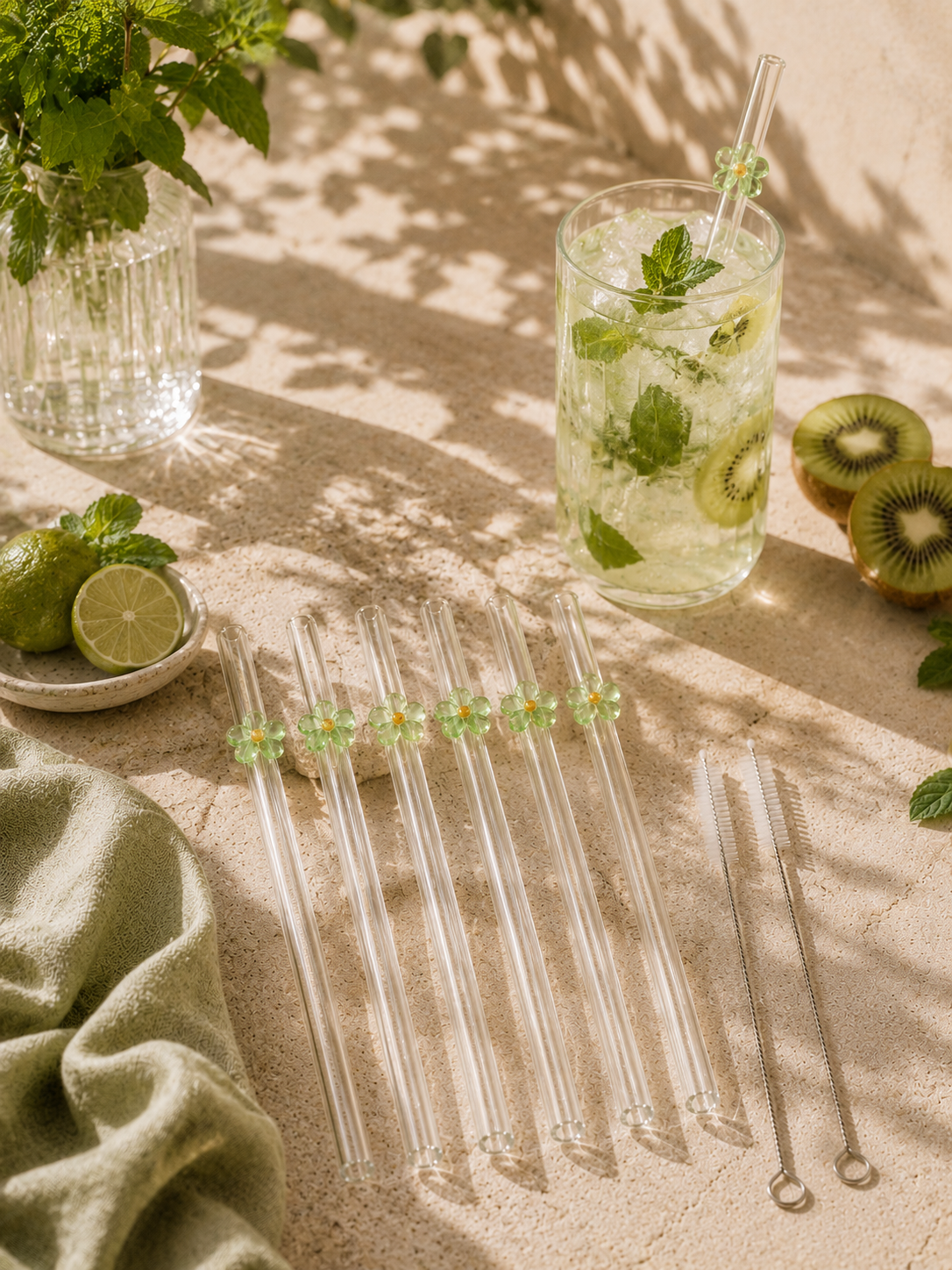 Pailles en Verre Fleurs – Lot de 6 Coloris