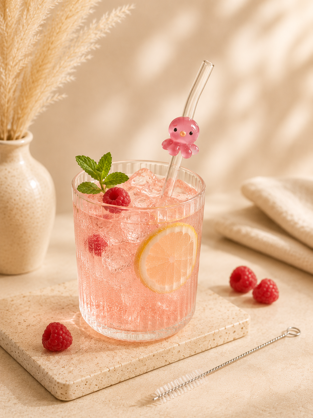 Paille en Verre Poulpe – Édition Plage