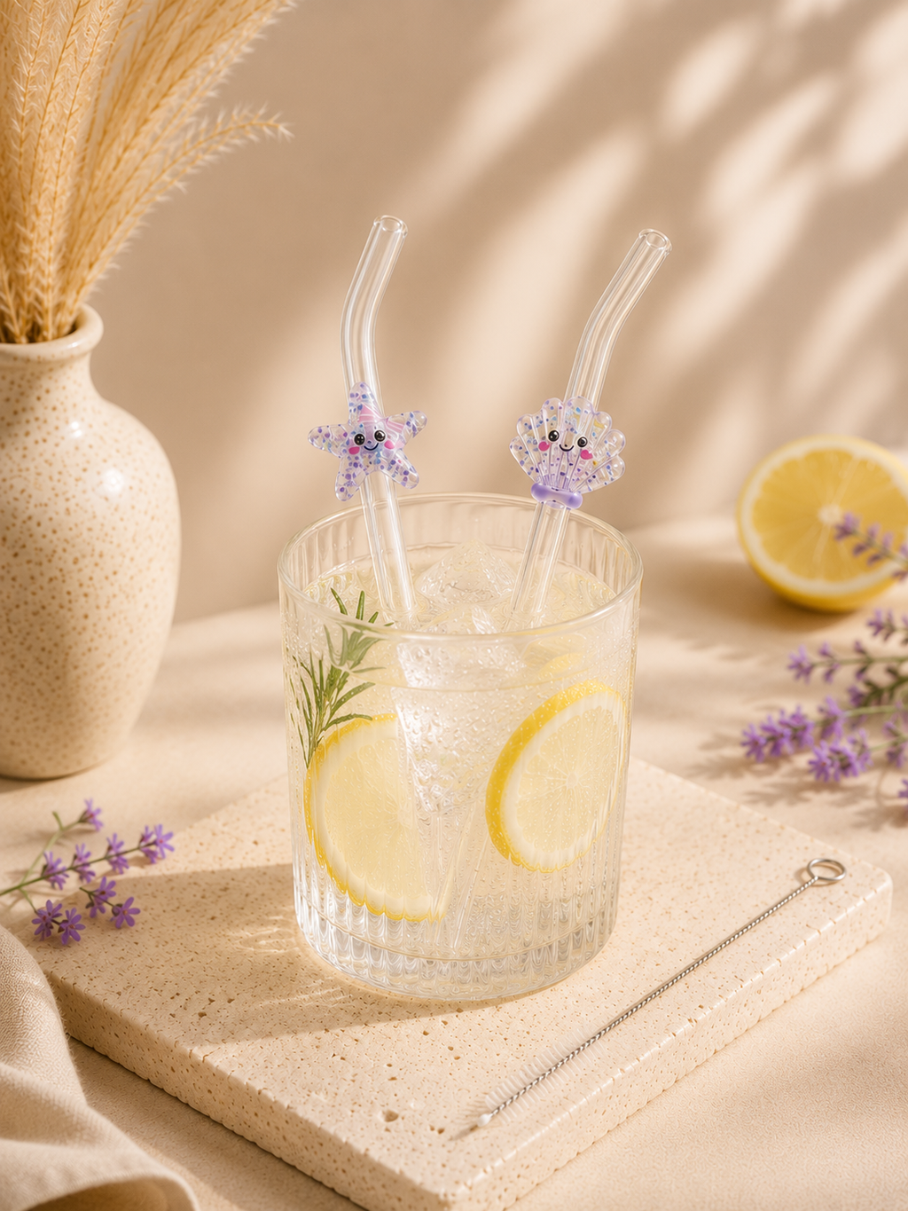 Paille en Verre Étoile de Mer & Coquillage – Édition Été