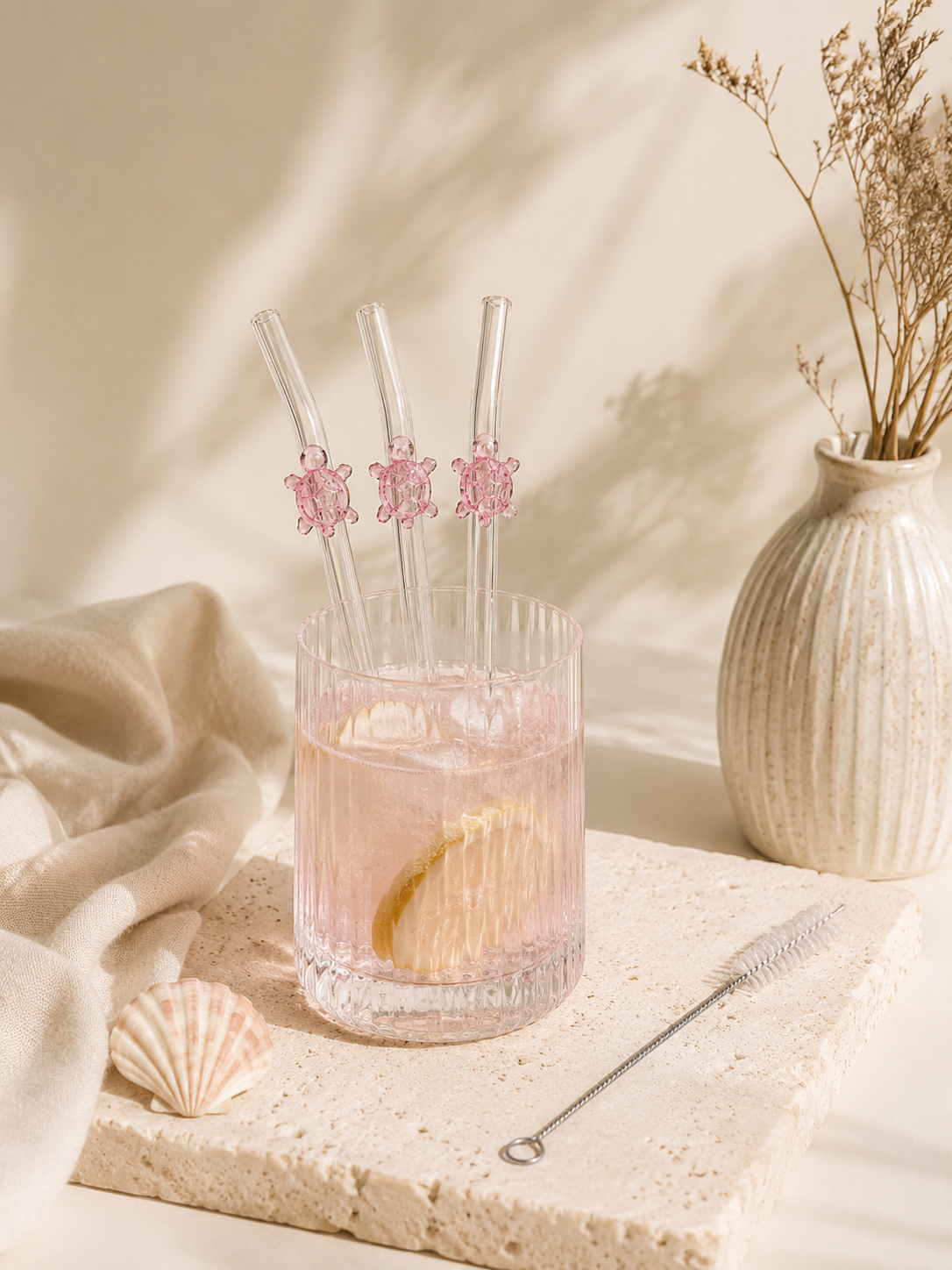 Pailles en Verre Tortue – Lot Réutilisable Coloré