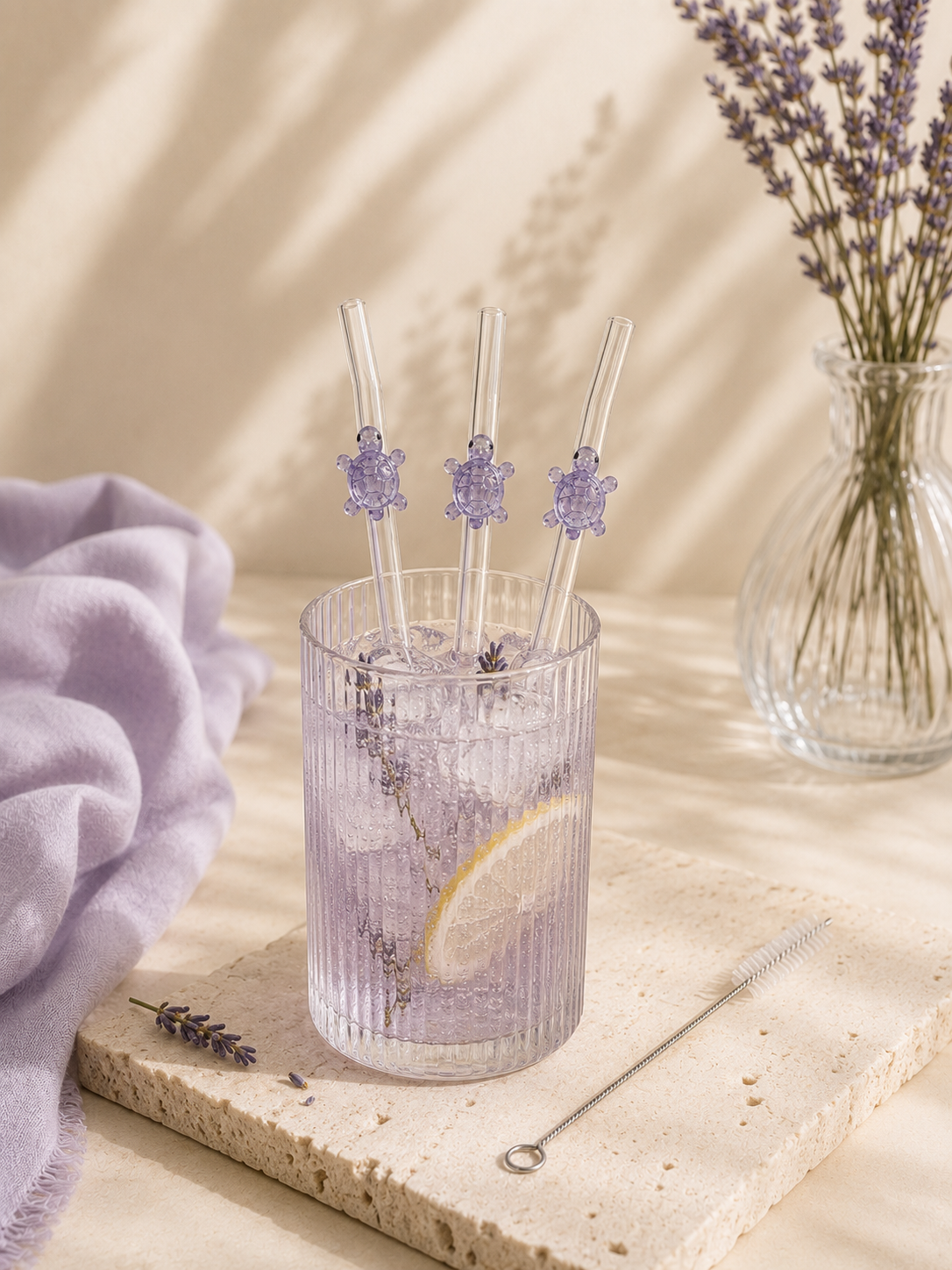 Pailles en Verre Tortue – Lot Réutilisable Coloré