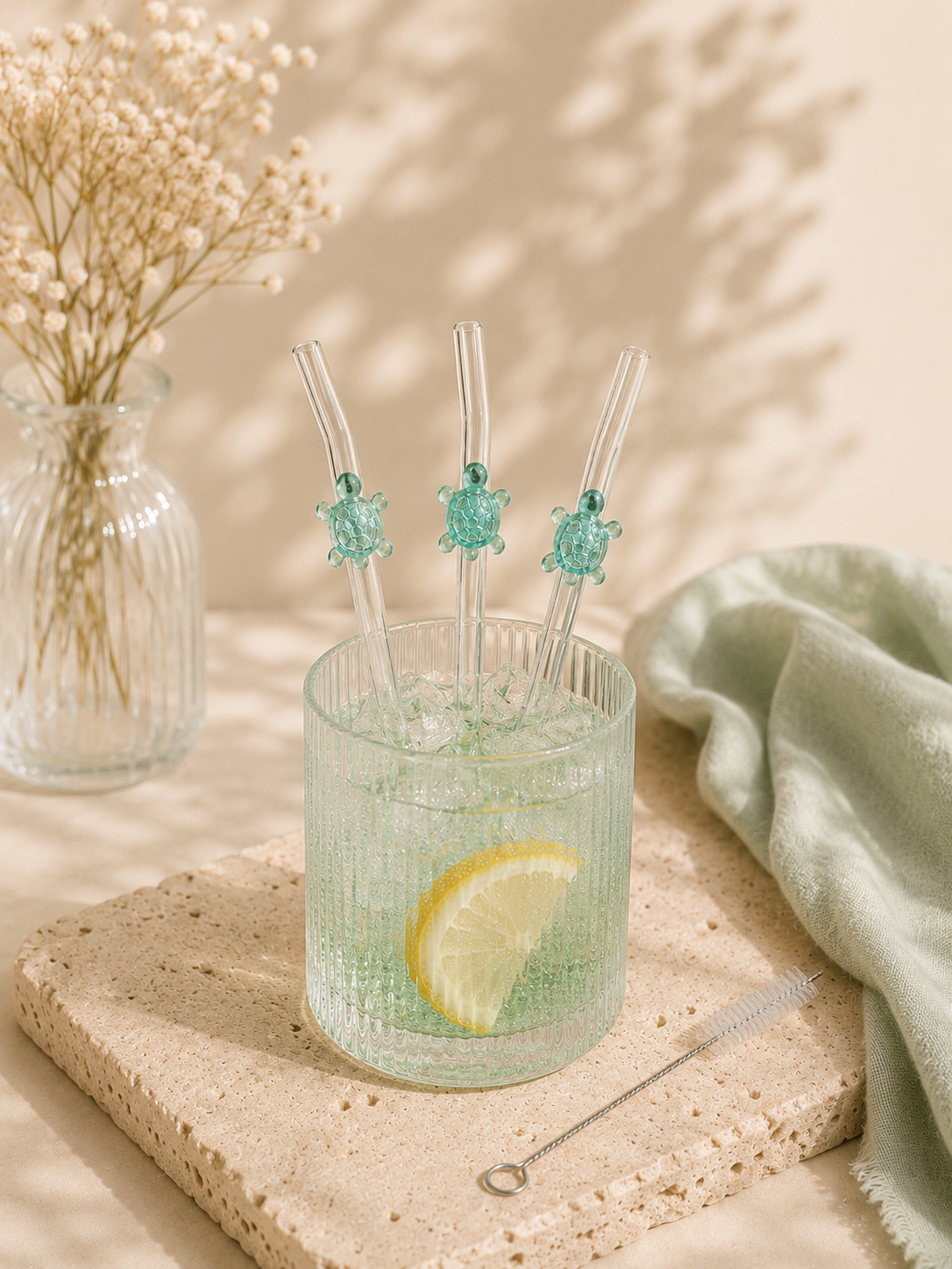 Pailles en Verre Tortue – Lot Réutilisable Coloré