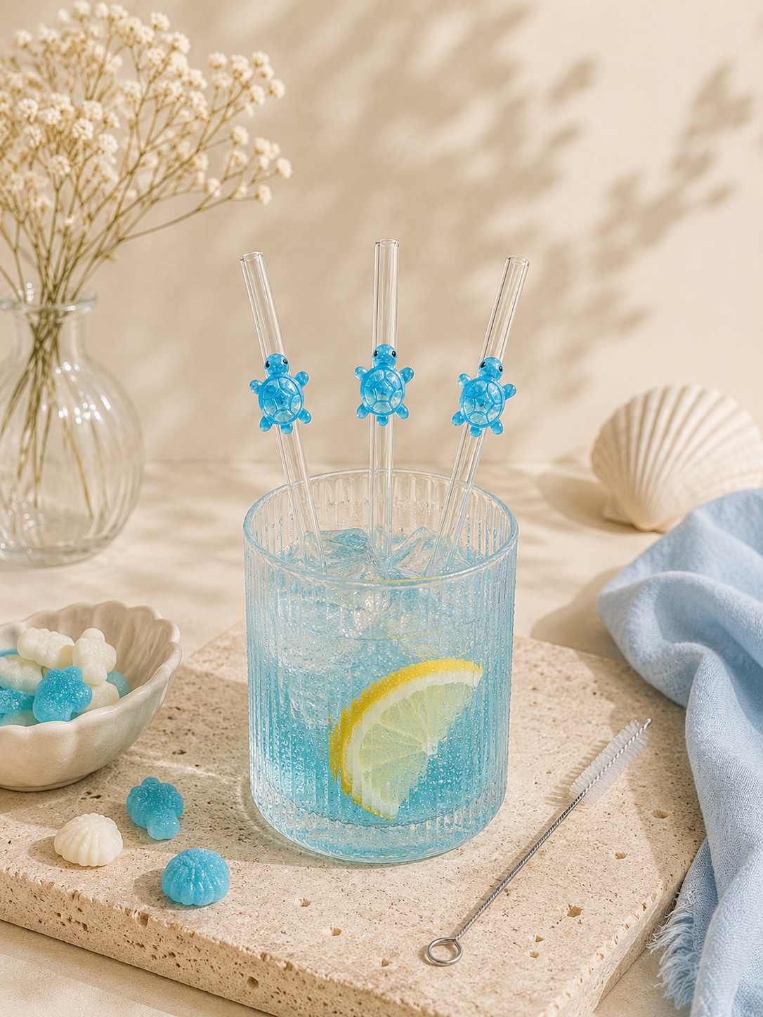 Pailles en Verre Tortue – Lot Réutilisable Coloré