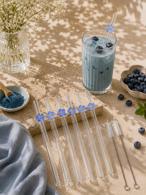 Pailles en Verre Fleurs – Lot de 6 Coloris
